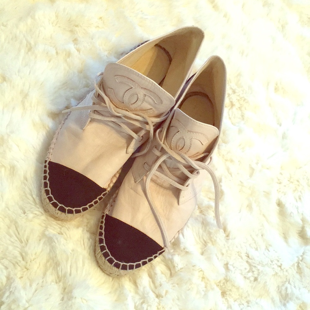 Chanel leather high top shoes